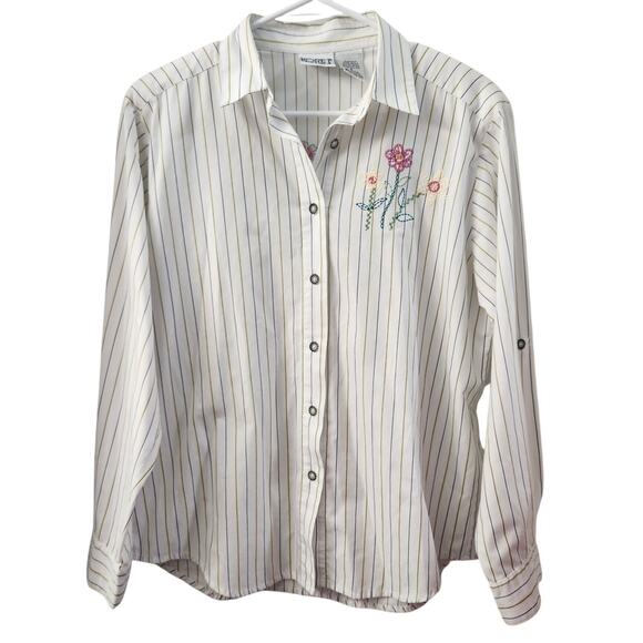 Koret Francisca Vintage Floral Embroidered Button Down Shirt S Retro 90s 80s Y2K - Picture 1 of 6